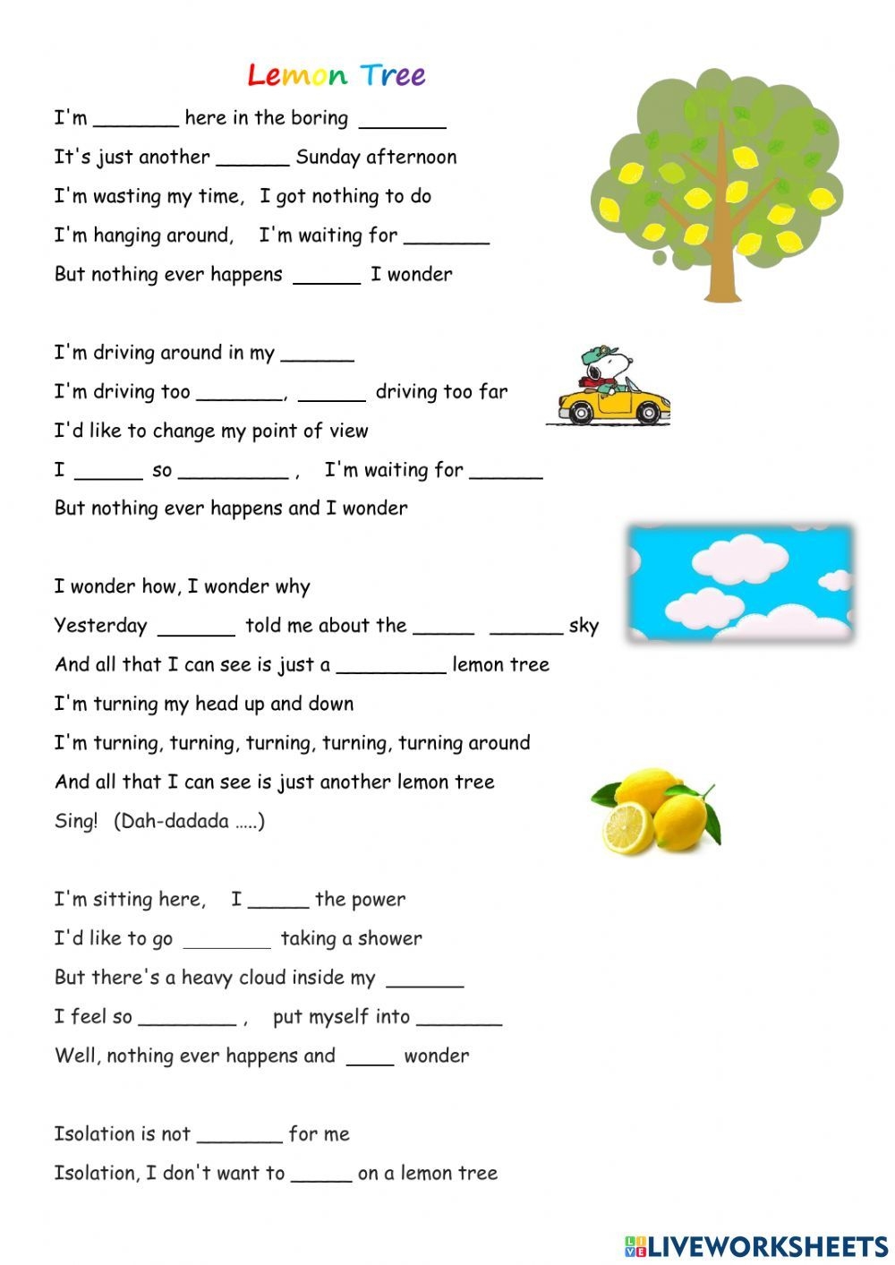 ejercicios de ingles con la cancion another love