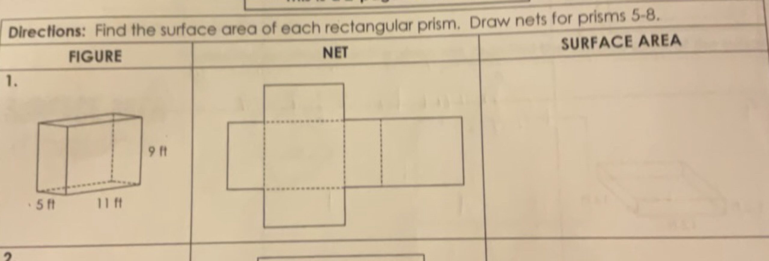 draw net rectangular prism