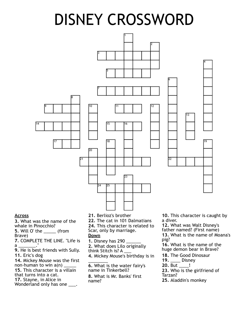 DISNEY CROSSWORD WordMint