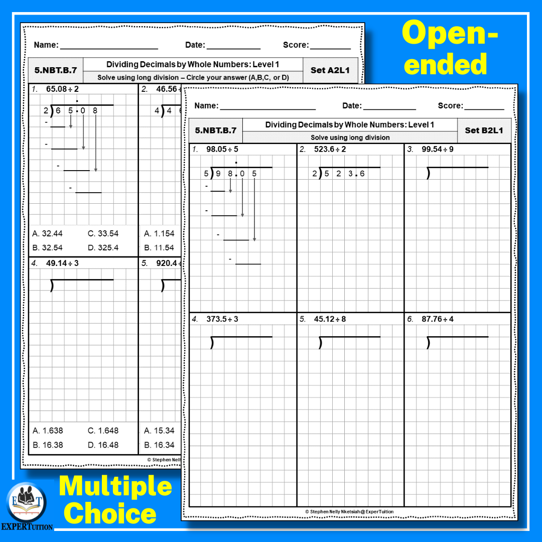 Dividing Decimals By Whole Numbers Worksheets ExperTuition