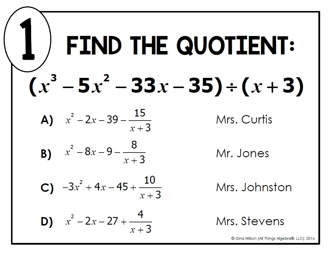 worksheet long division of polynomials