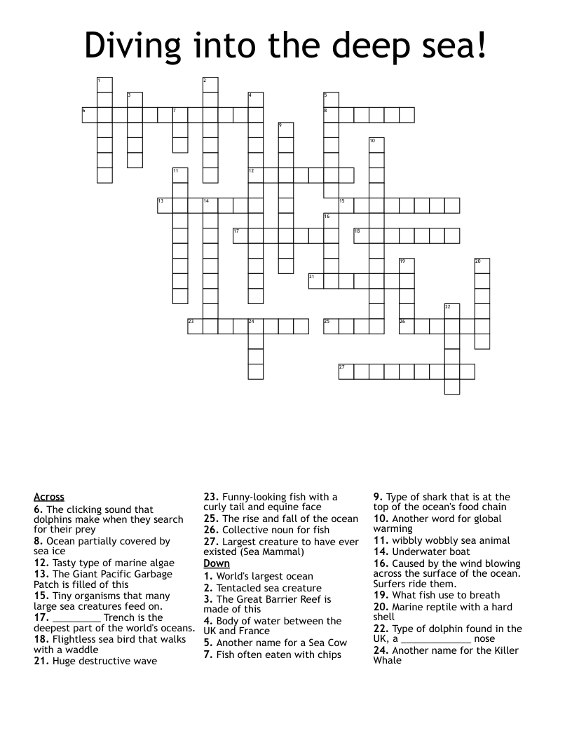 Diving Into The Deep Sea Crossword WordMint