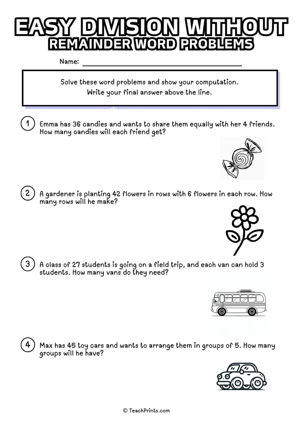 simple division word problems