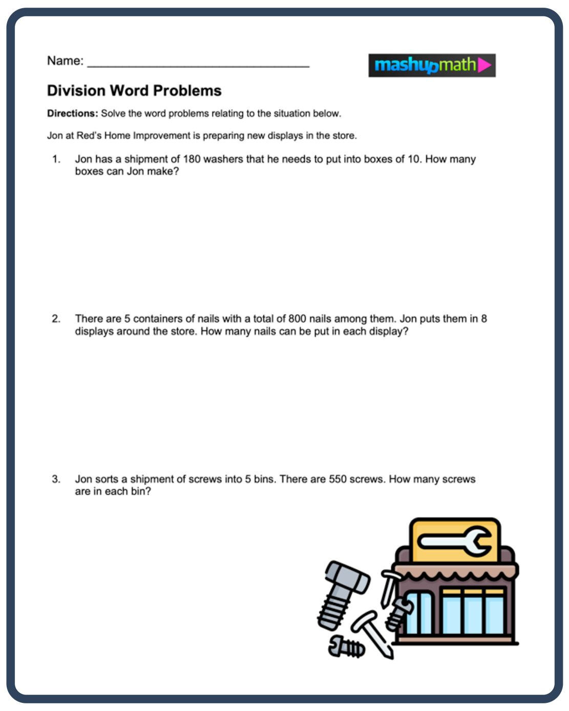 Division Word Problems Free Worksheets For Grades 3 5 Mashup Math