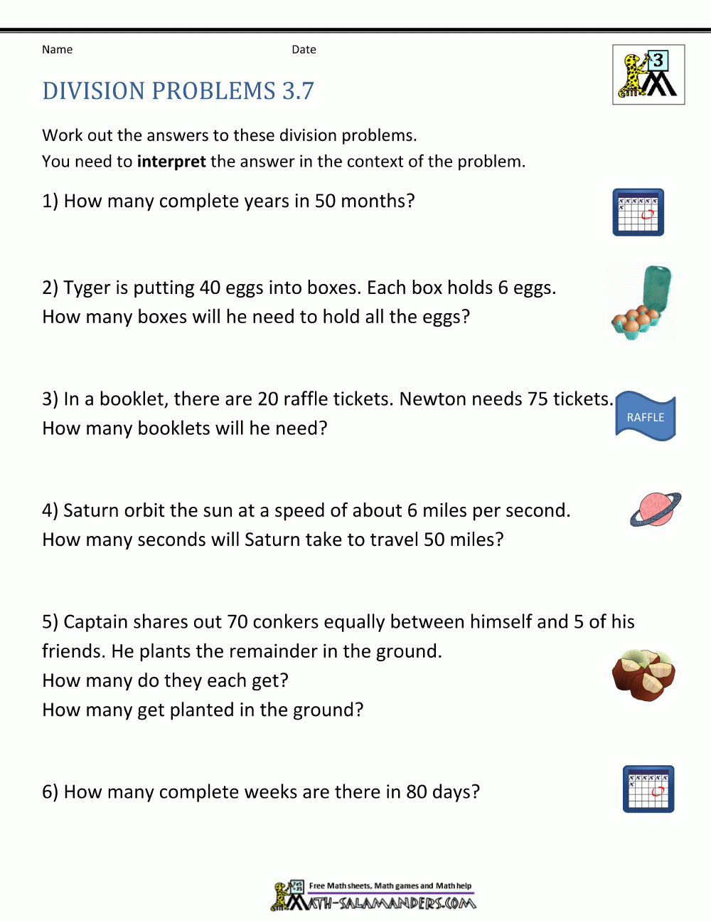 Division Worksheets Grade 3