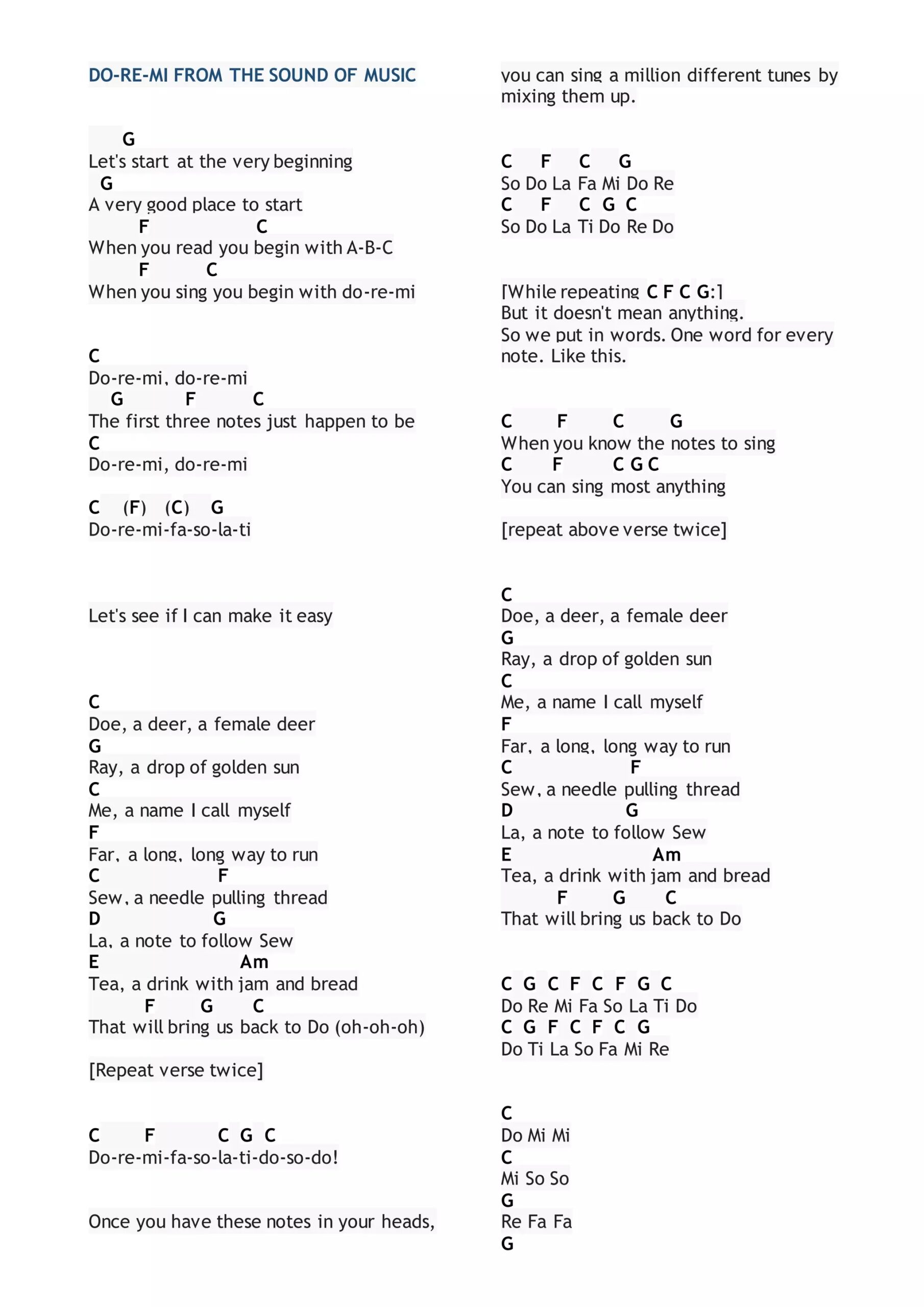 Do Re Mi From De Sound Of Music DOCX