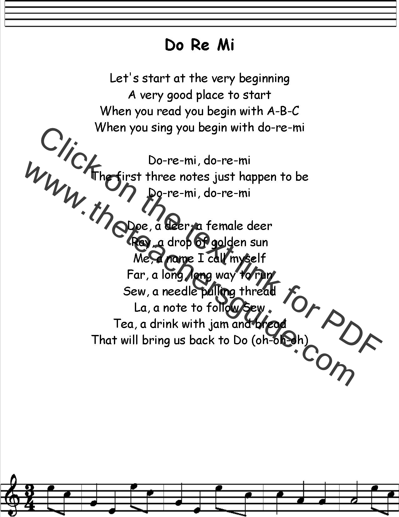 Do Re Mi Lyrics Printout MIDI And Video