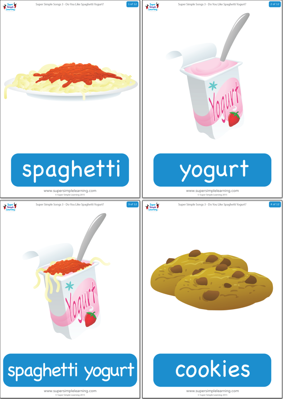 Do You Like Spaghetti Yogurt Flashcards Super Simple