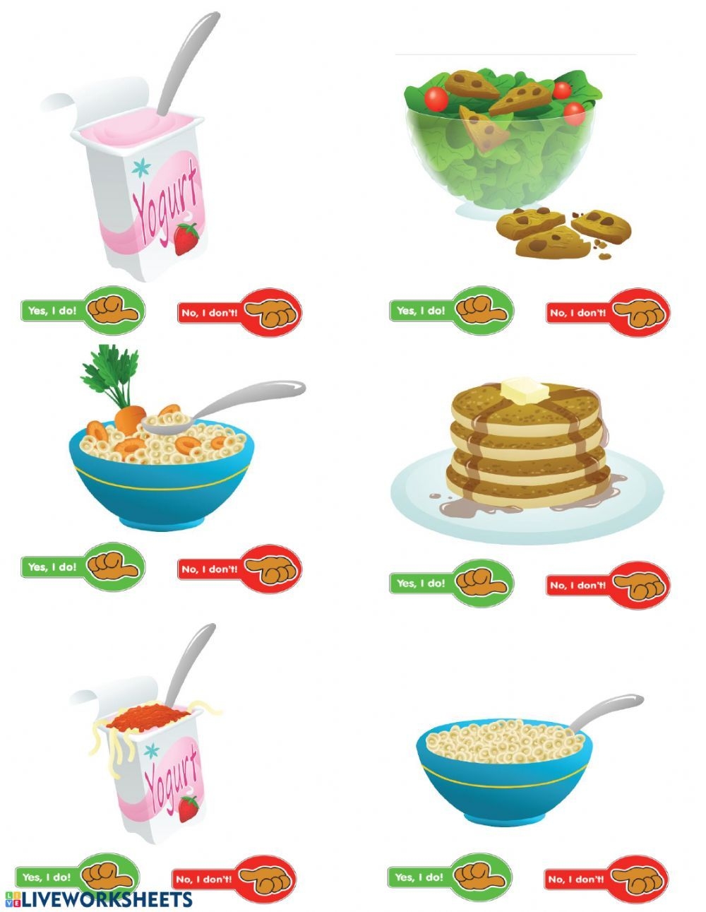 Do You Like Spaghetti Yogurt Worksheet