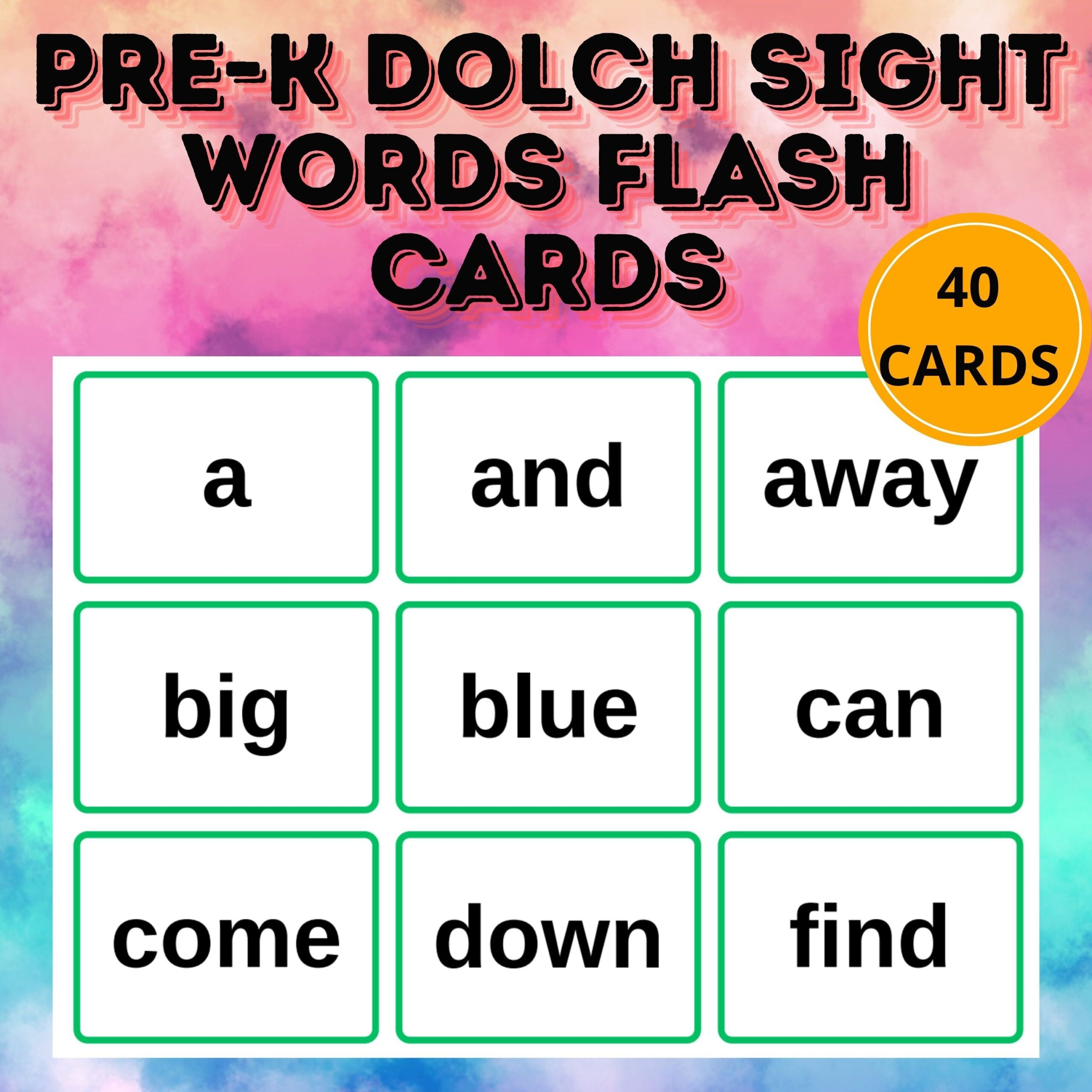 Dolch Sight Words Pre k Flashcards High Frequency Words English Flashcards Preschool Learning Daycare Curriculum Sight Words Printable Etsy