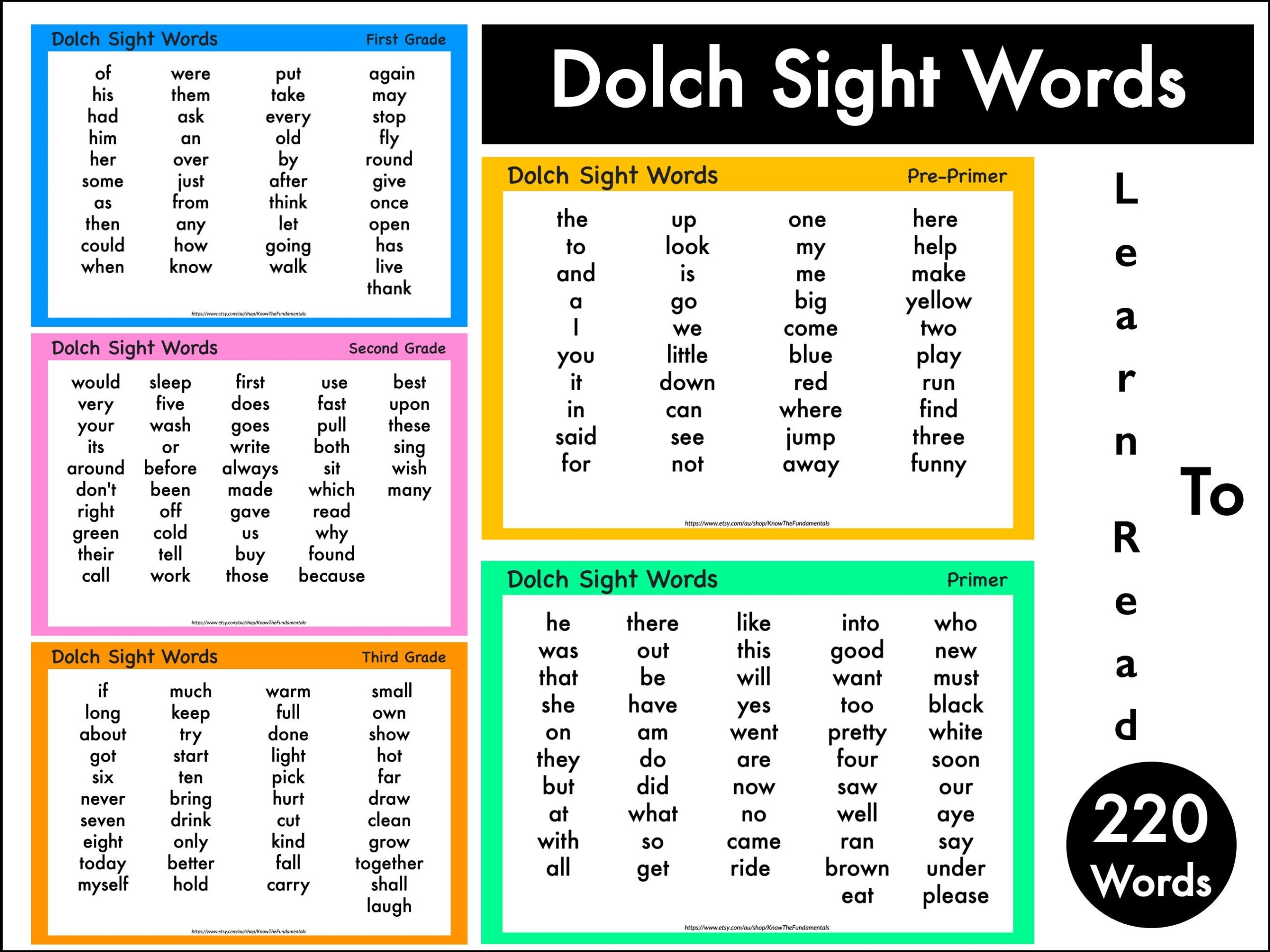 dolch sight words list