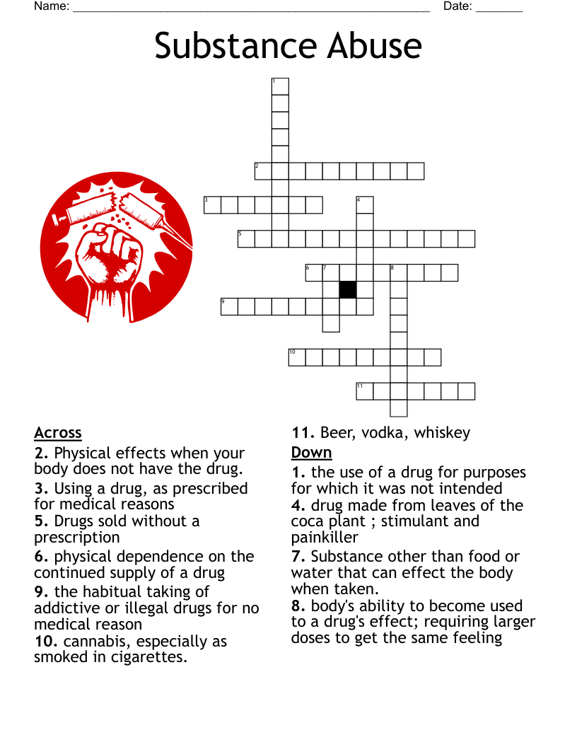 Drug Unit Crossword WordMint