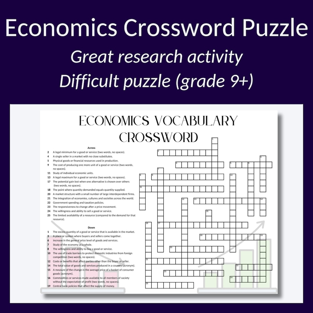 Economics Crossword Puzzle Micro Macro Vocabulary PDF Download Etsy Israel