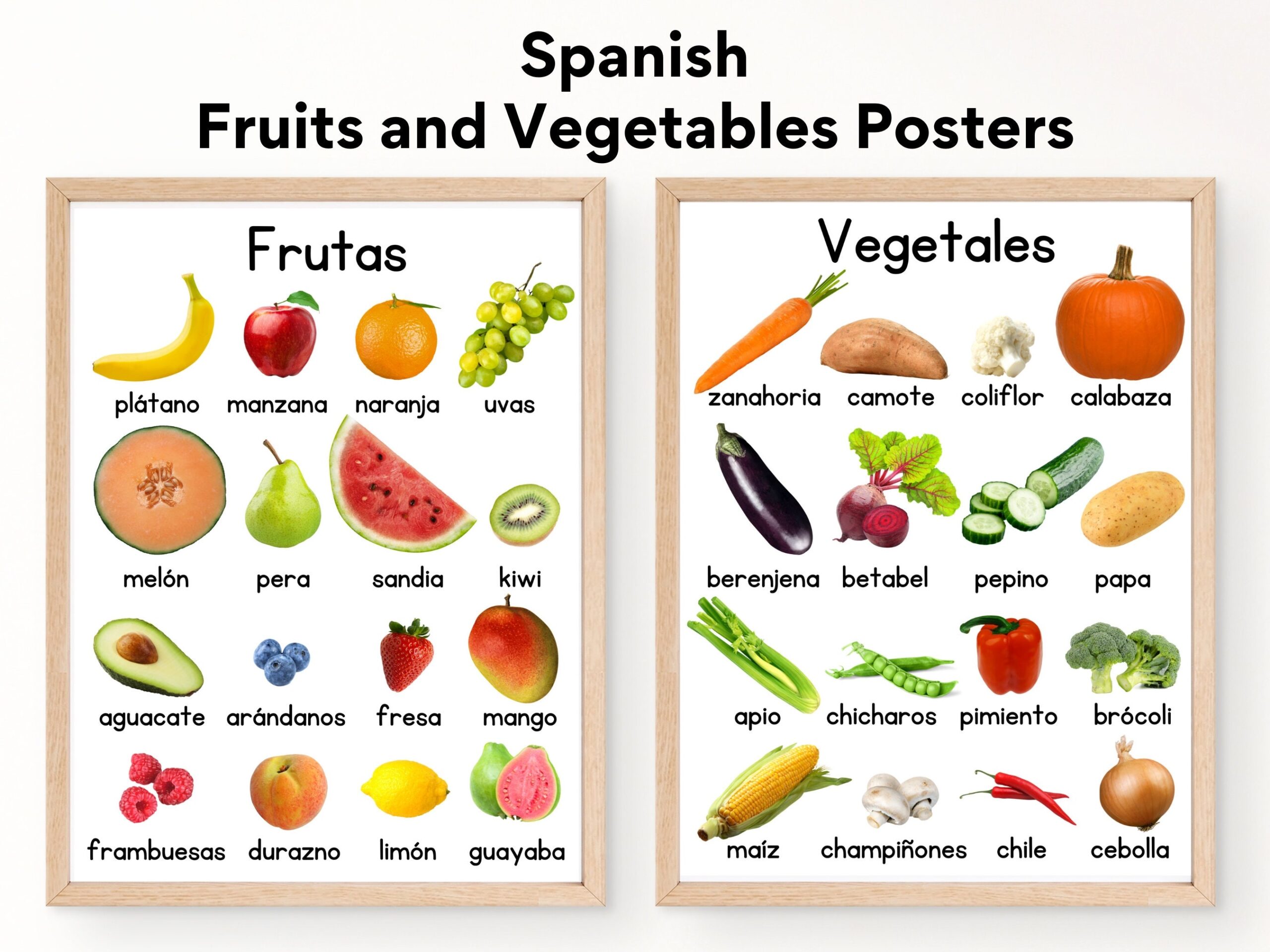 Educational Spanish Fruits And Vegetables Posters Food Montessori Bilingual Homeschool Spanish Fruits Digital Download Printable Etsy Hong Kong