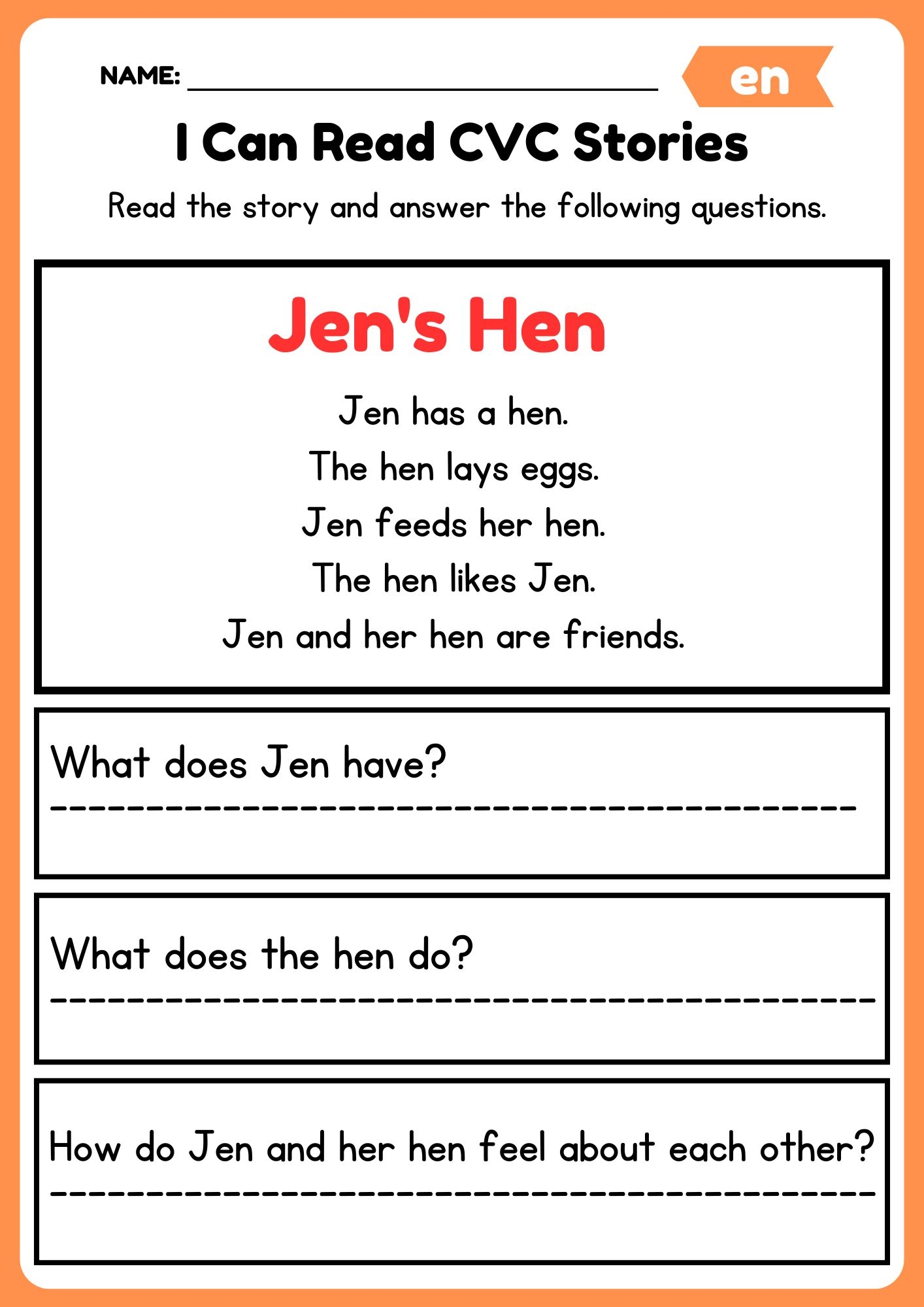 En CVC Decodable Short Stories With Questions Word Families Made By Teachers