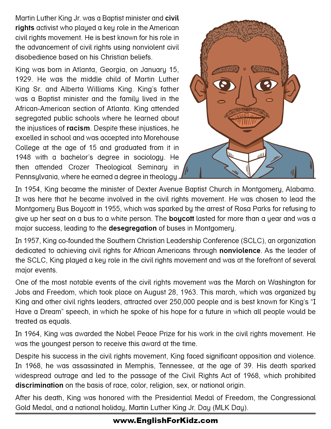 martin luther king worksheets