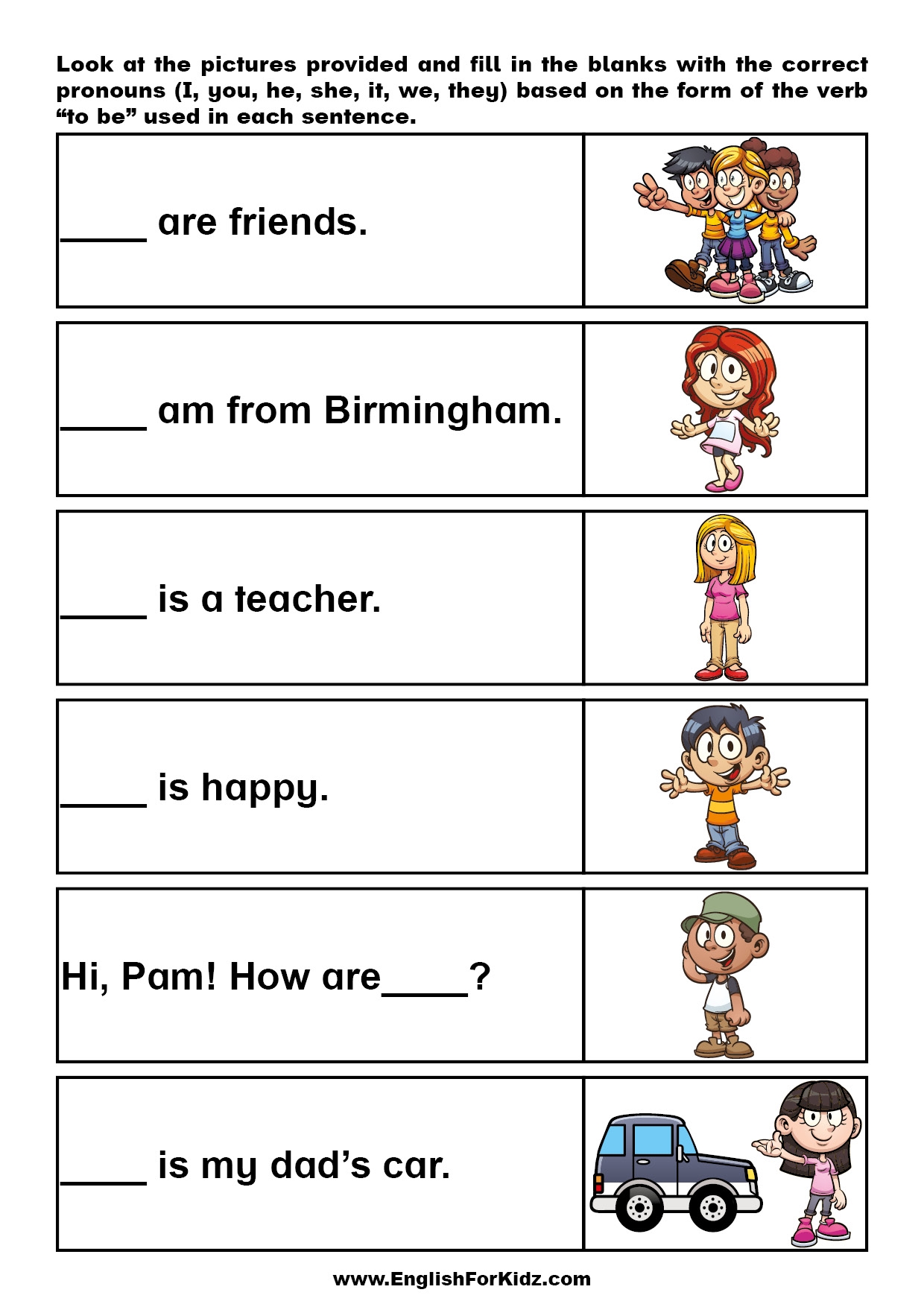 English For Kids Step By Step Verb to Be Reading Comprehension And Exercises