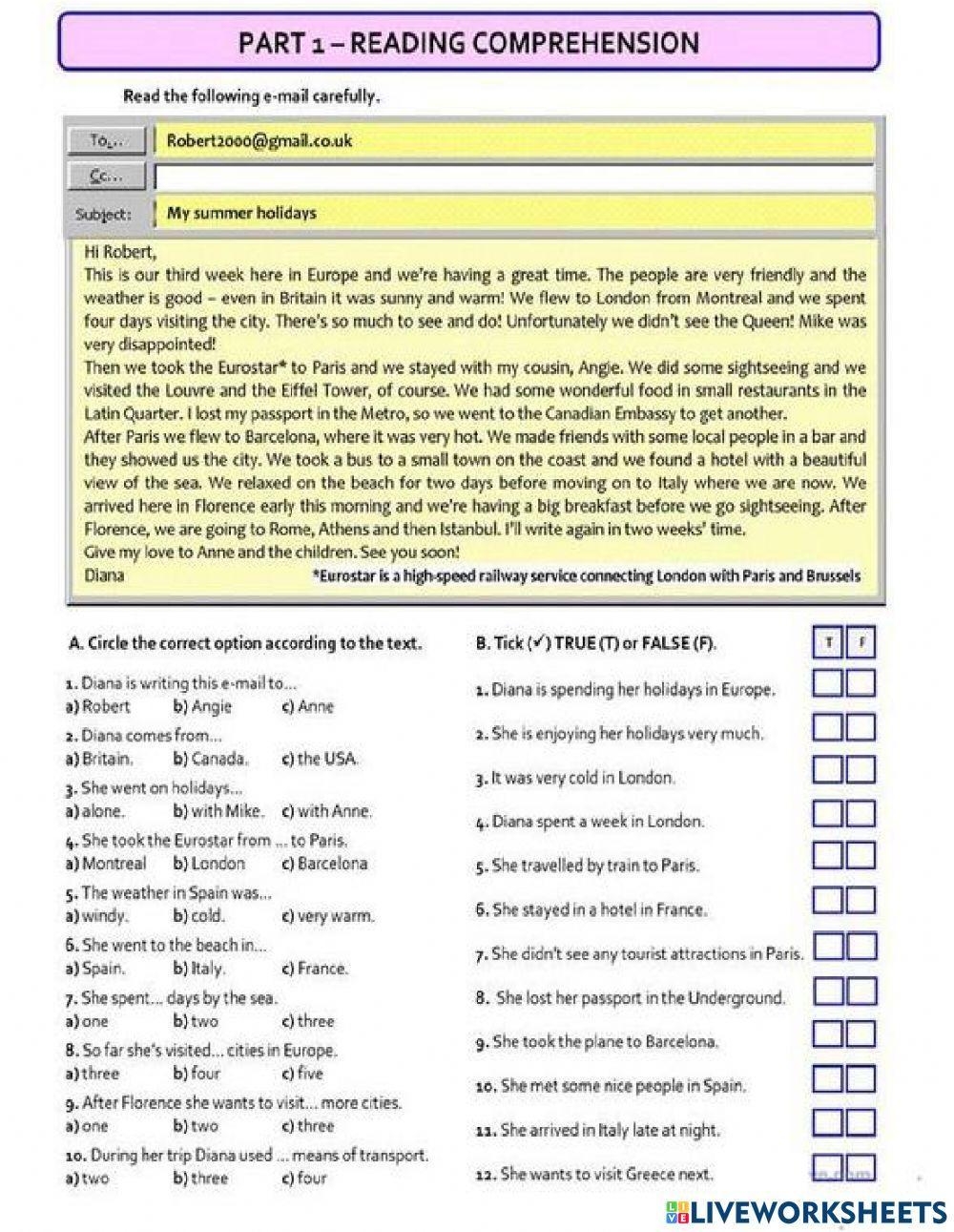 English Test 6th Grade Reading Worksheet Worksheets Library