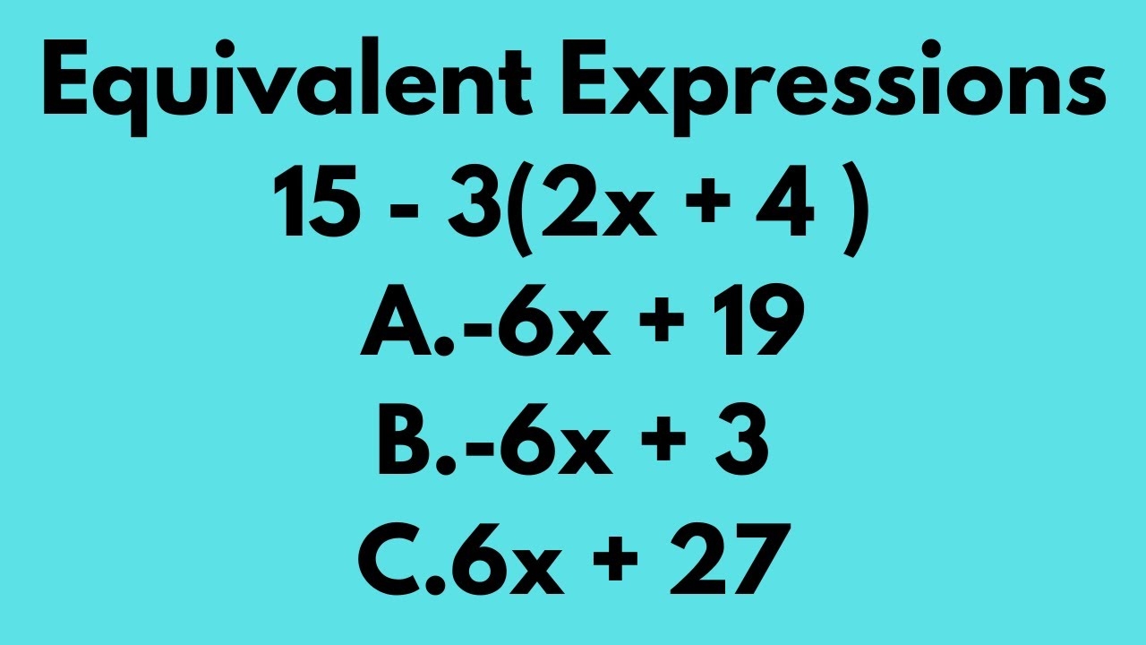 Equivalent Expressions YouTube