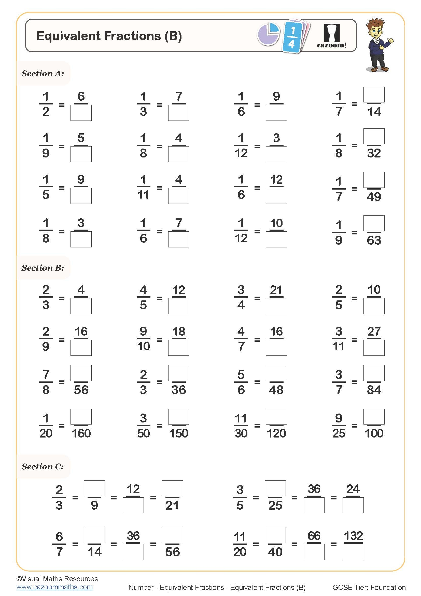 worksheets for equivalent fractions