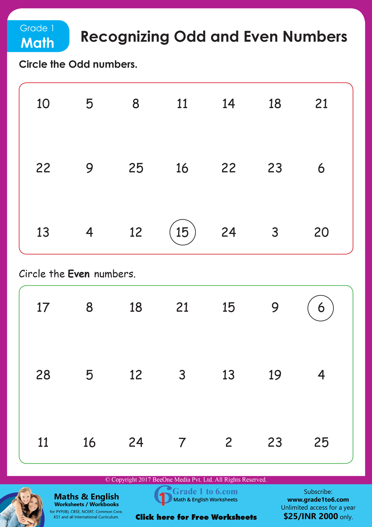 even or odd numbers worksheets