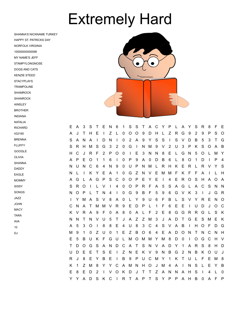 hardest word search printable