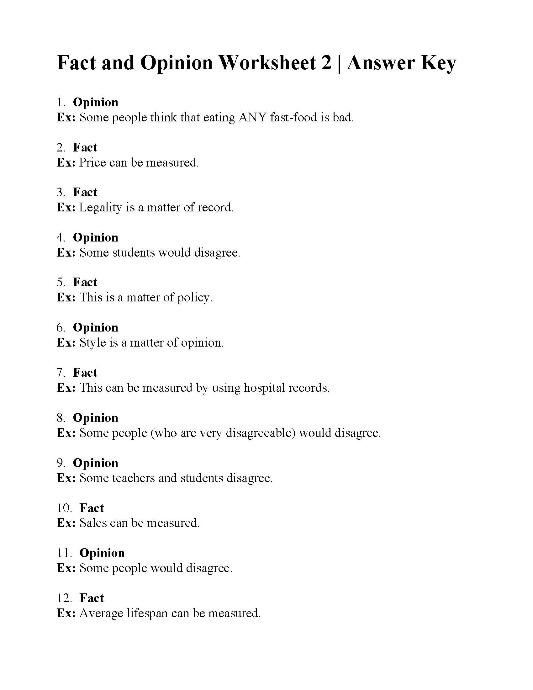 Fact And Opinion Worksheet 2 Reading Activity Fact And Opinion Worksheet 2 Reading Activity