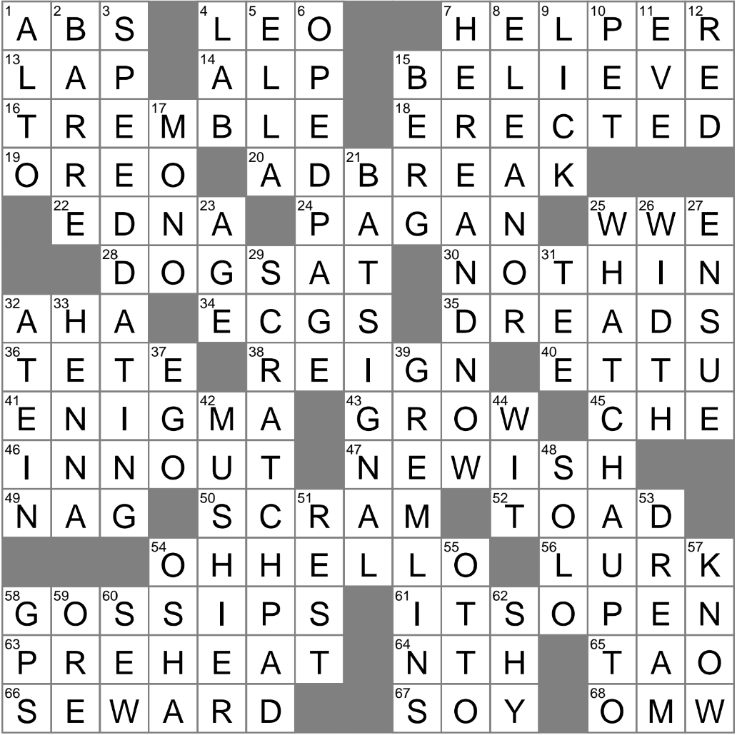 Fairly Recent Crossword Clue Archives LAXCrossword