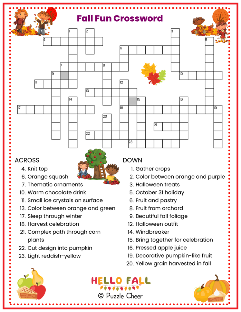 printable crosswords for kids