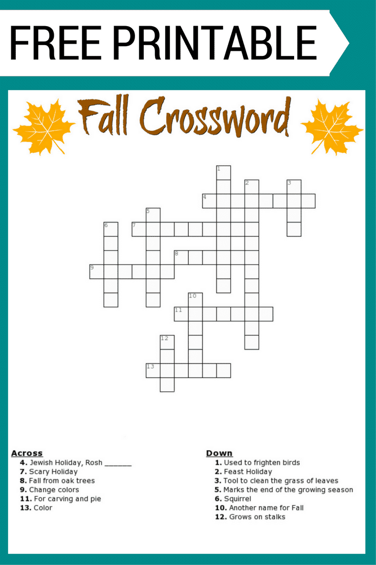 Fall Crossword Puzzle Free Printable Worksheet Fall Crossword Puzzle Free Printable Worksheet