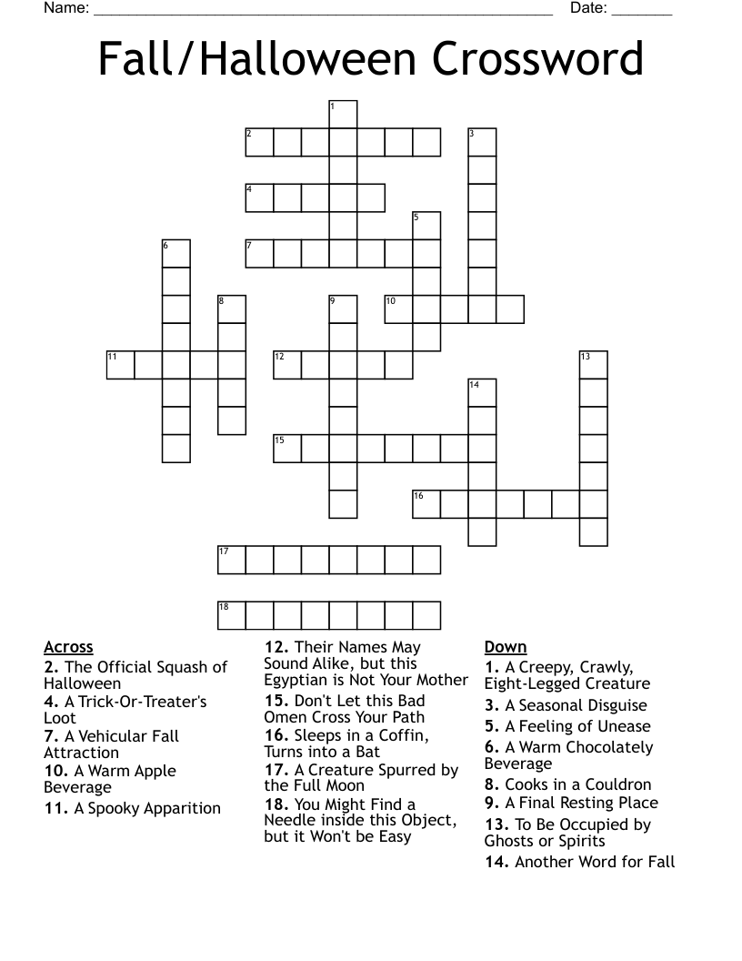halloween crossword for adults