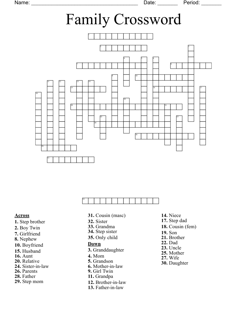 Family Crossword WordMint Family Crossword WordMint