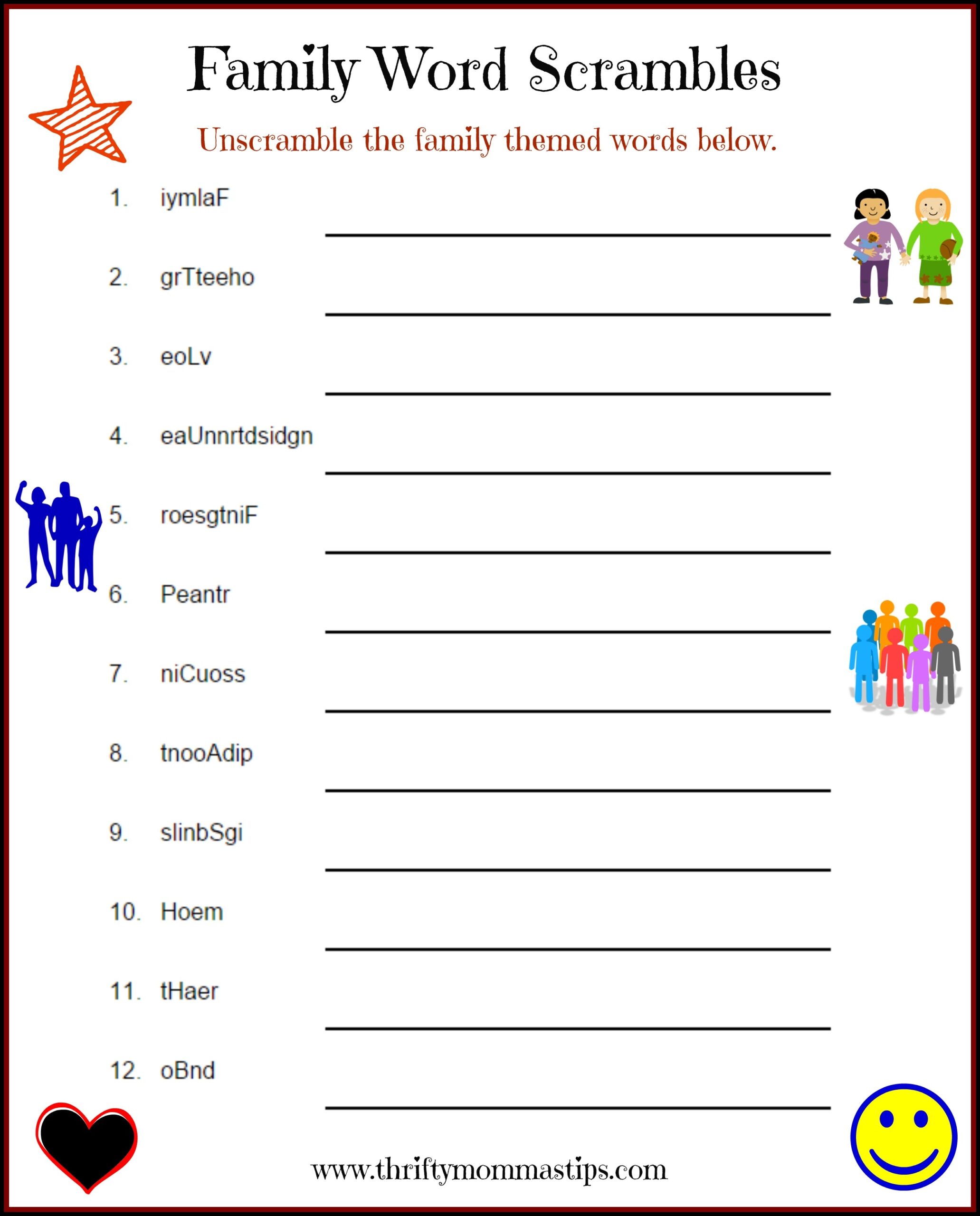 Family Puzzle Word Game Printable Thrifty Mommas Tips Worksheets Library