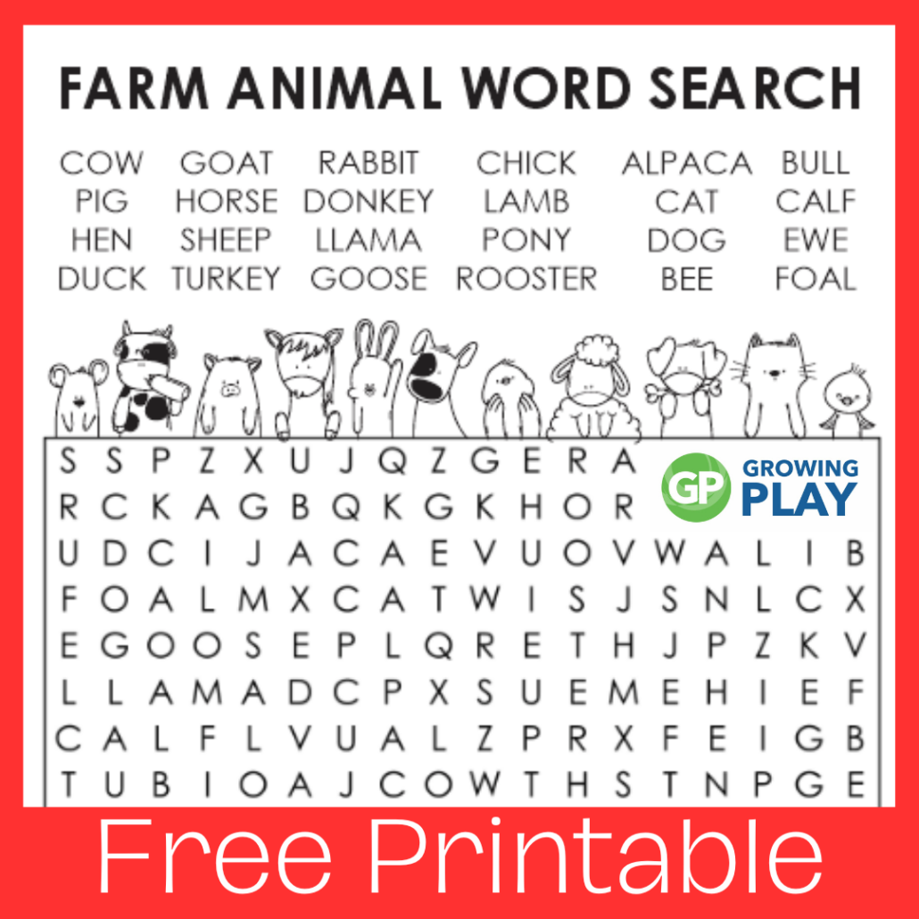 animals word search printable