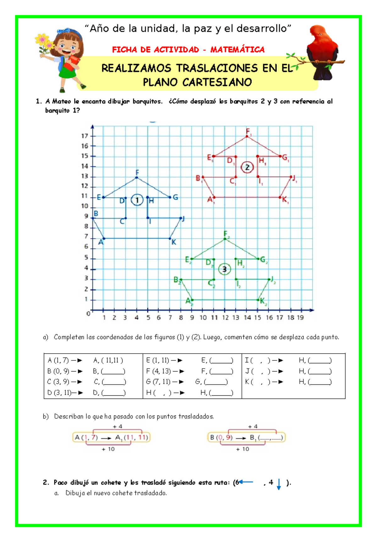 Ficha De Actividad Matem tica Traslaciones En El Plano Cartesiano Studocu