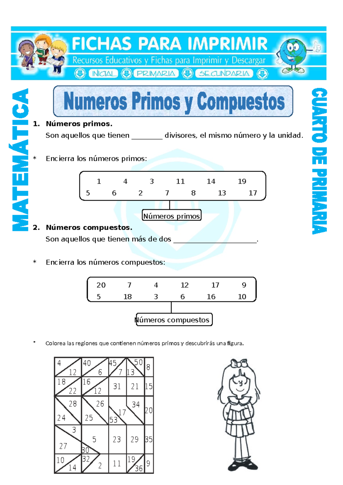 Ficha De N meros Primos Y Compuestos L gica Matem tica 4 Primaria Studocu