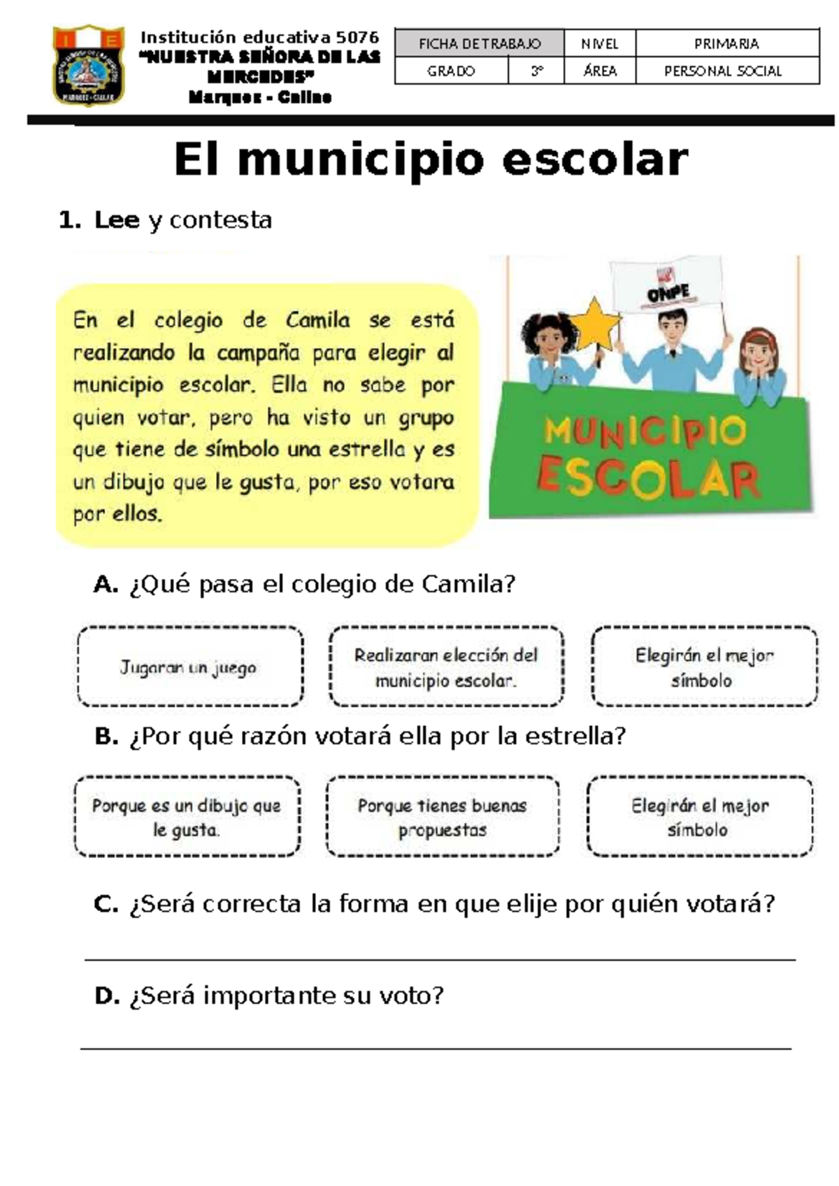 Ficha De Trabajo Municipio Escolar Nivel Primaria 5076 Studocu