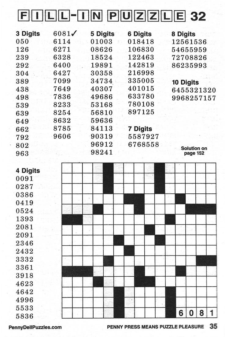 Fill In Puzzles Crossword Puzzle