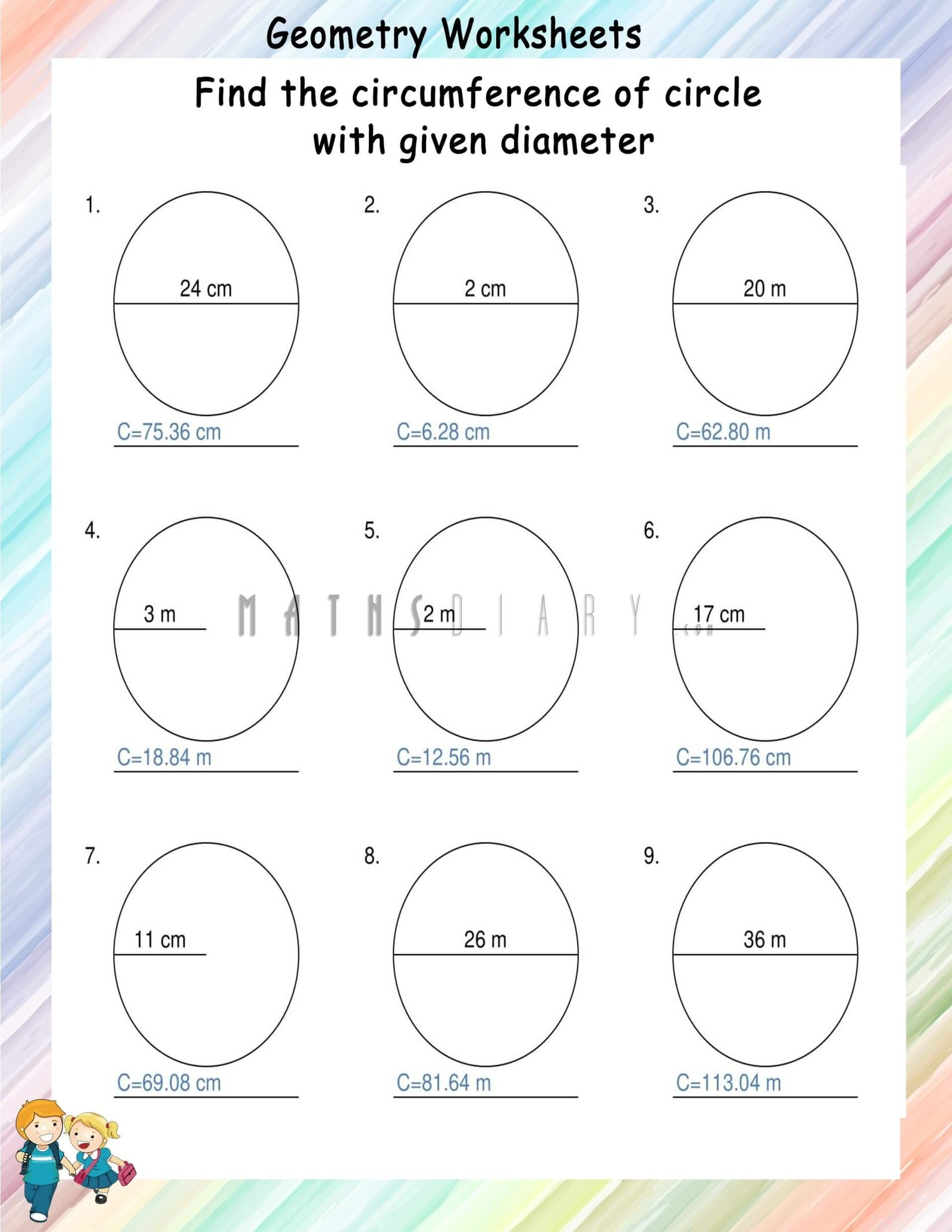 Find The Circumference Of Circle Worksheets Math Worksheets MathsDiary