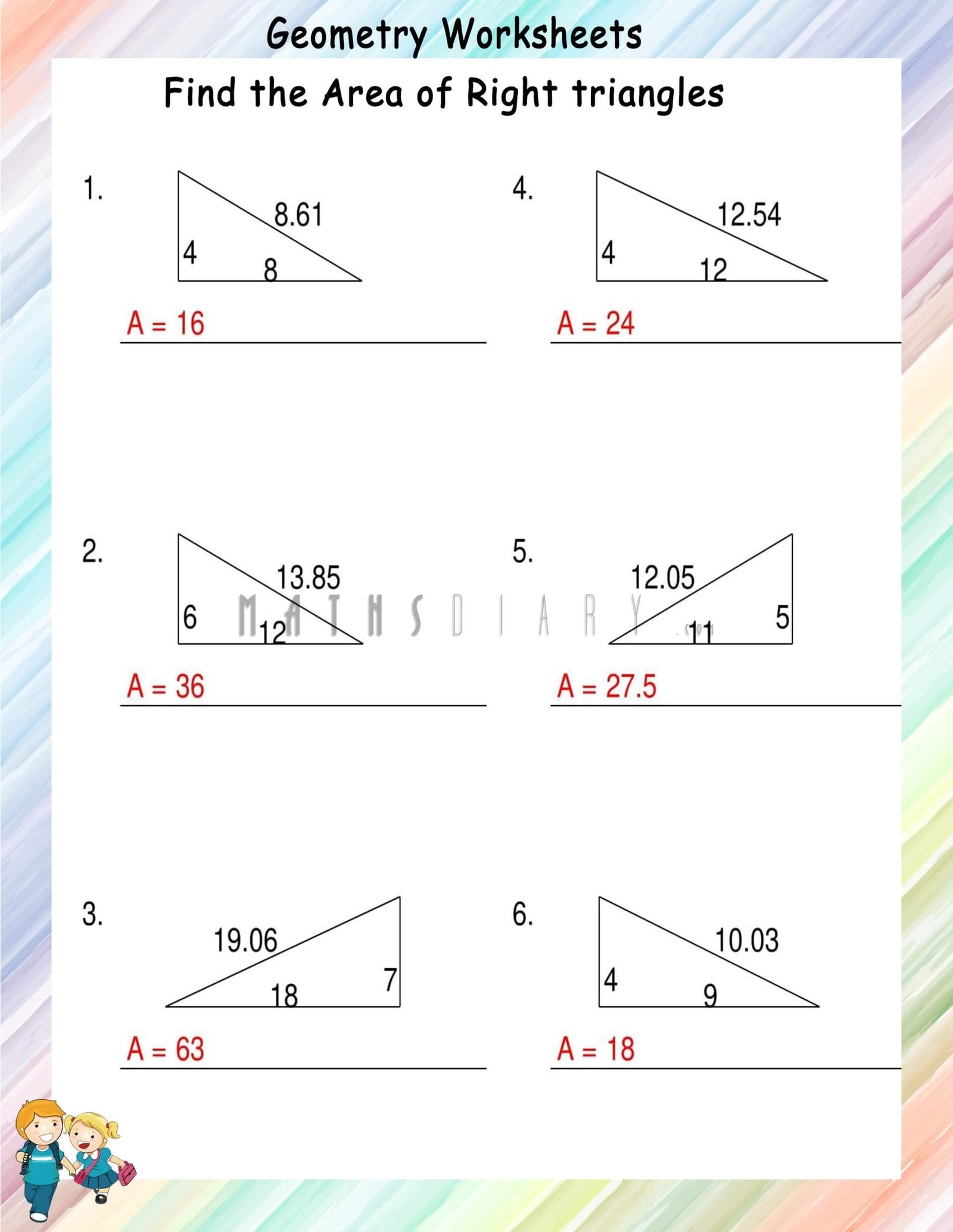Finding Area Of Right Triangles Worksheets Math Worksheets MathsDiary