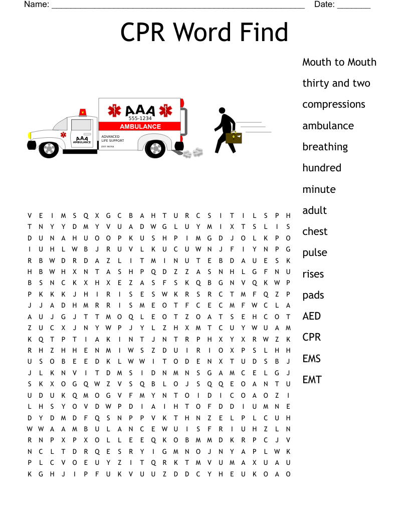 First Aid CPR Crossword WordMint