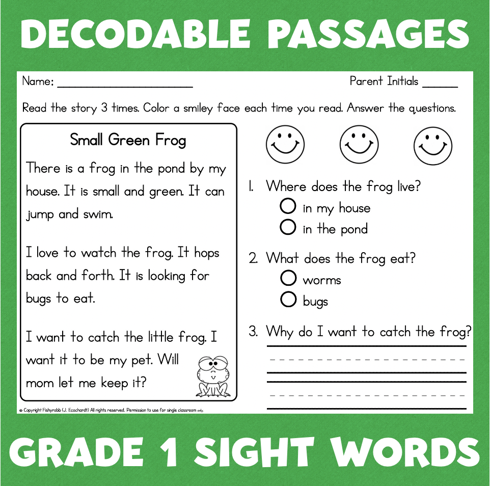 First Grade Reading Comprehension Passages Made By Teachers