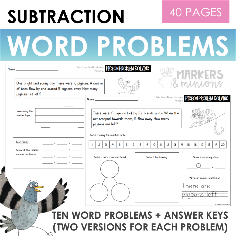 subtraction word problems 1st grade