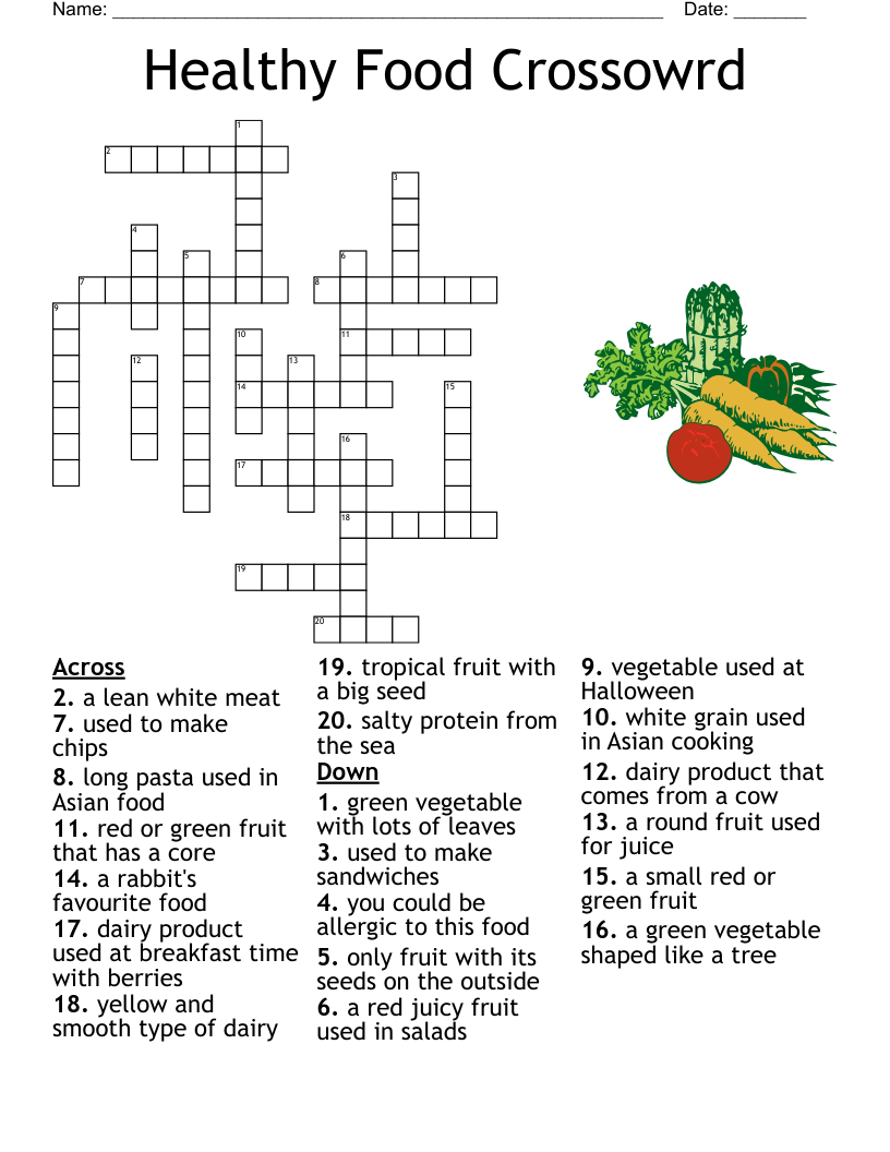 Food List Crossword WordMint
