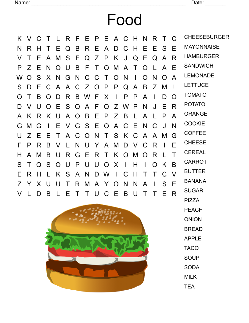 Food Word Search WordMint