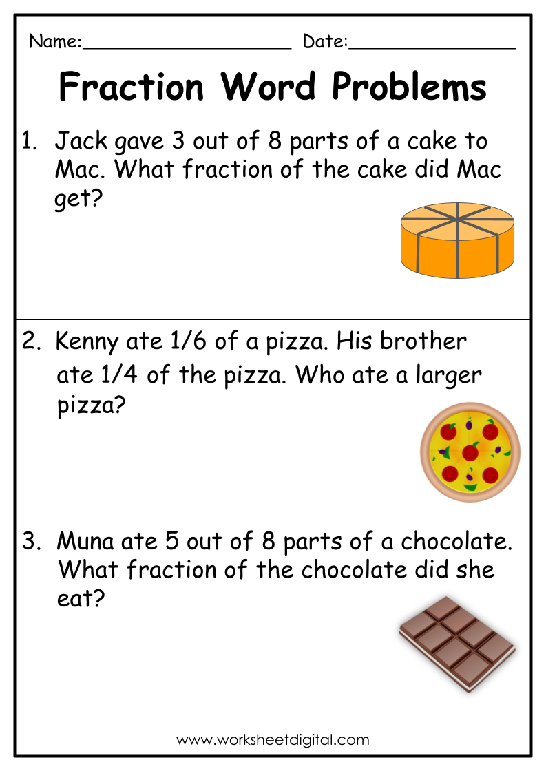 Fraction Word Problems Grade 2 Worksheet Digital 1 Teacher Made Resources
