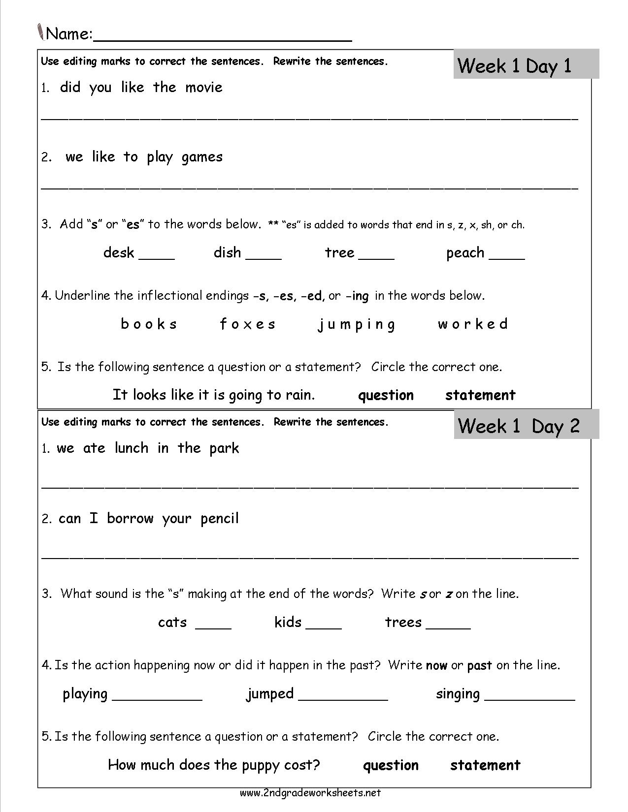 printable language arts worksheets