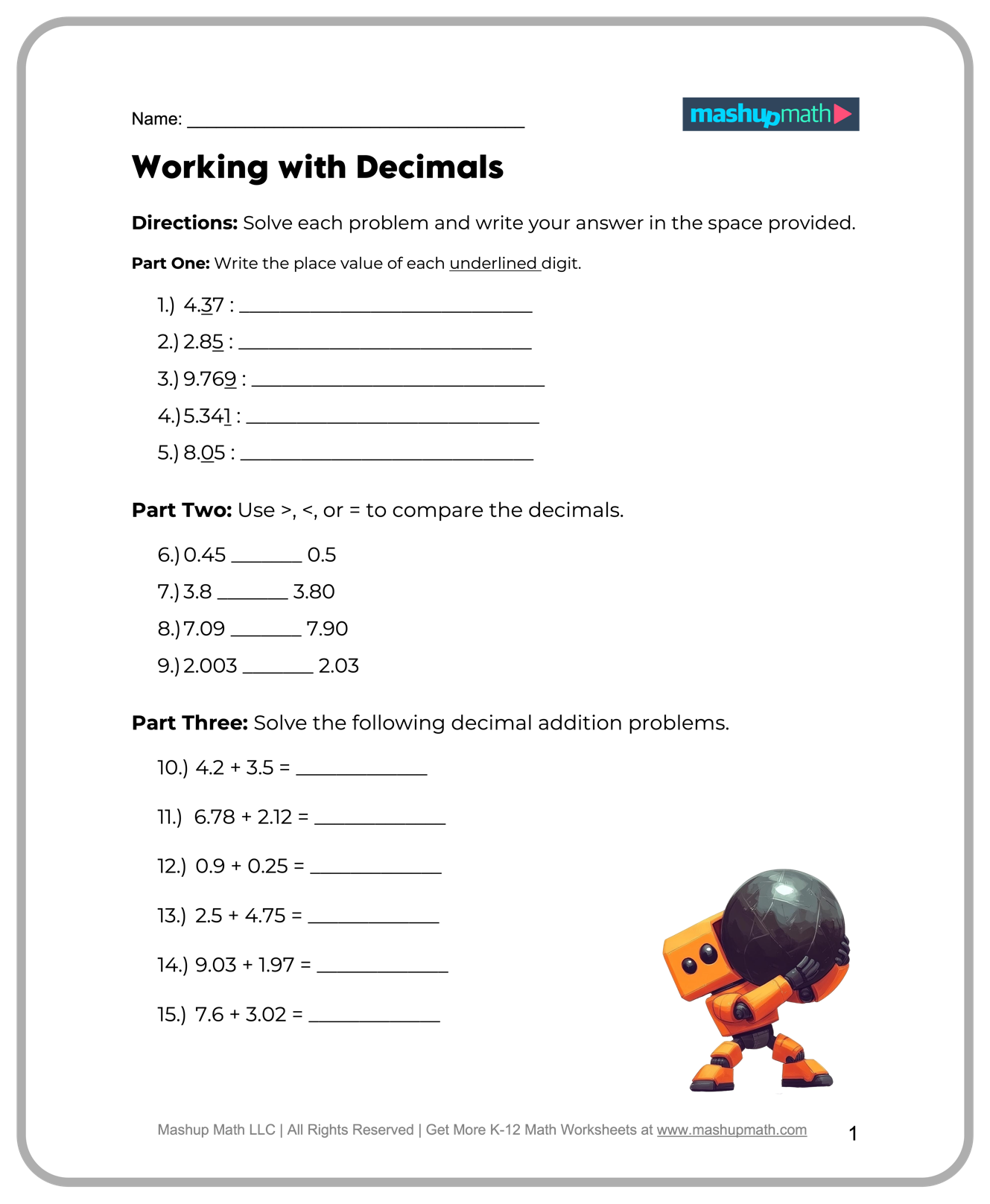 Free 5th Grade Math Worksheets Printable W Answers Mashup Math