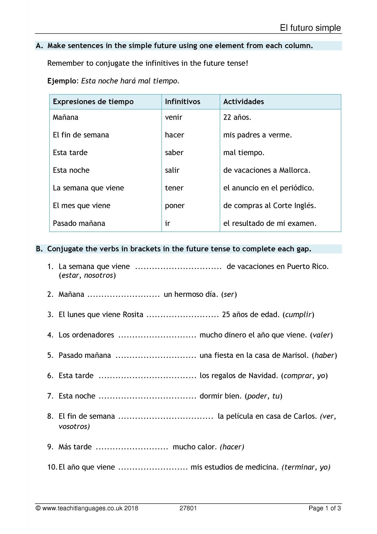 Free Future Tense Spanish Worksheet Download Free Future Tense Spanish Worksheet Png Images Free Worksheets On Clipart Library