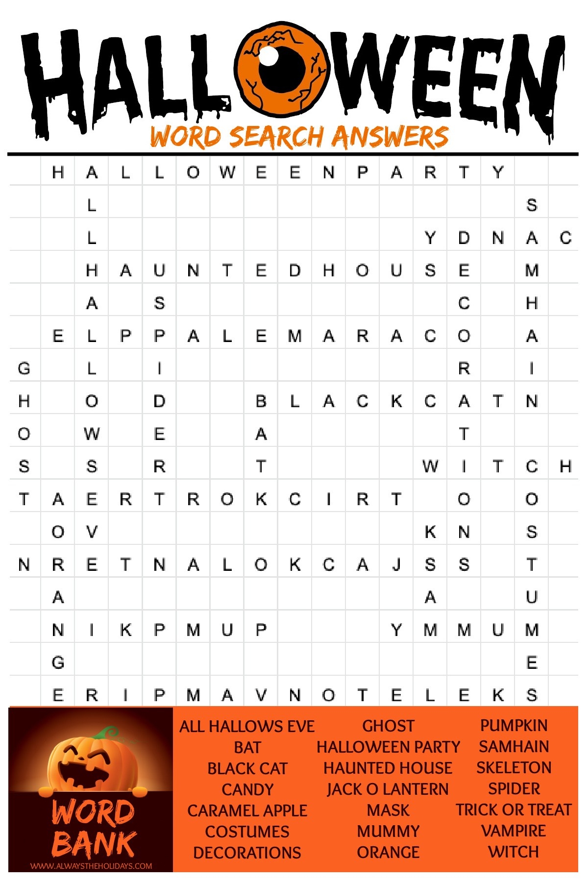 halloween word search free printable